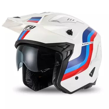 UFO Sheratan open face helmet white / red / blue