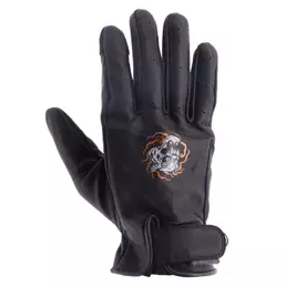 HELSTONS Tiger perforated leather gloves Черный
