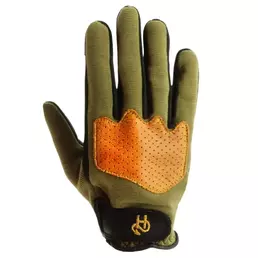 HELSTONS Duna woman perforated leather gloves Khaki / Gold