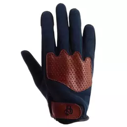 HELSTONS Duna woman perforated leather gloves Blue / Tan