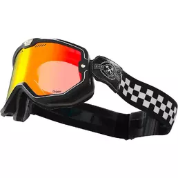 Vintage Motorcycle маска Mask Origin FLORENCE Checkered Black White Red Mirror Lens