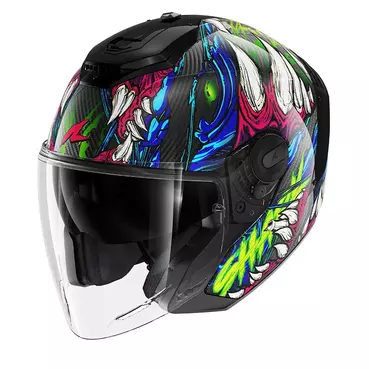 Shark Rs Jet Carbon Shaytan Мотошлем Green Purple Черный