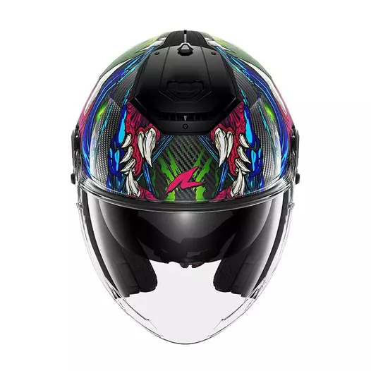 Shark Rs Jet Carbon Shaytan Мотошлем Green Purple Черный