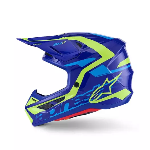 Alpinestars Sm7 2206 Deed Мотошлем Blue Yellow Синий