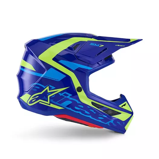 Alpinestars Sm7 2206 Deed Мотошлем Blue Yellow Синий
