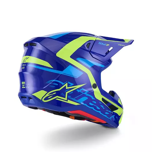 Alpinestars Sm7 2206 Deed Мотошлем Blue Yellow Синий