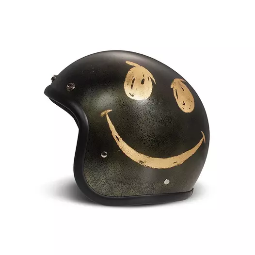 Dmd Jet Retro Handmade Smile Gold Leaf Мотошлем Черный