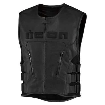 Icon Regulator D3O мотожилет черный кожаный