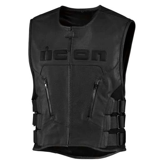Icon Regulator D3O мотожилет черный кожаный
