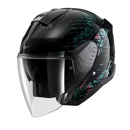 Shark Skwal Jet Reptaia Мотошлем Black Teal Черный