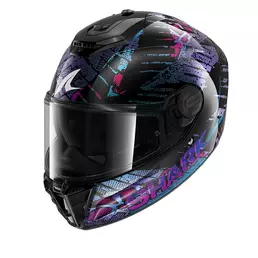 Shark Spartan Rs Reptaia Мотошлем Black Blue Glitter Синий
