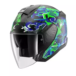 Shark Skwal Jet Pranz Mat Мотошлем Green Blue Зеленый