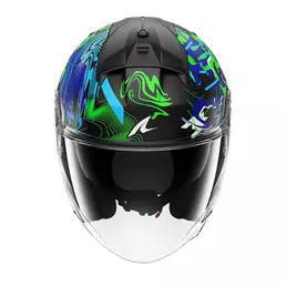 Shark Skwal Jet Pranz Mat Мотошлем Green Blue Зеленый