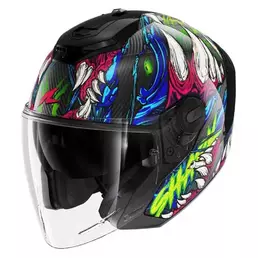 SHARK RS Jet Carbon Shaytan jethelm Black / Green / Violet