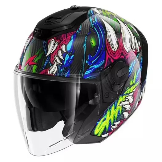 SHARK RS Jet Carbon Shaytan jethelm Black / Green / Violet
