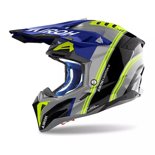 Airoh Aviator 3 Hima Мотошлем Blue Gloss Желтый (размер: xs)