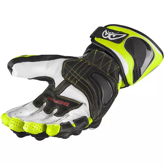Berik Track 2.0 мотоперчатки Black White Fluo Yellow Желтый