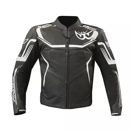 Berik Lj 9063 Leather мотокуртка Black White Черный