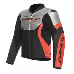 Dainese Racing 5 Leather мотокуртка Silver Red Серый (размер: 44)