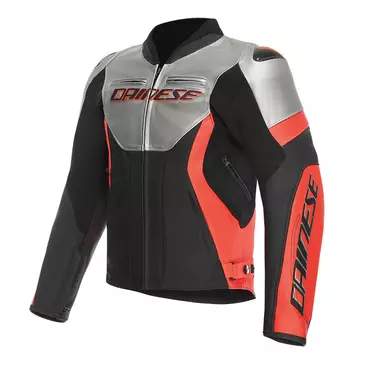 Dainese Racing 5 Leather мотокуртка Silver Red Серый
