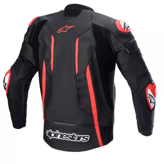 Alpinestars Fusion Leather мотокуртка Black Red Fluo Красный