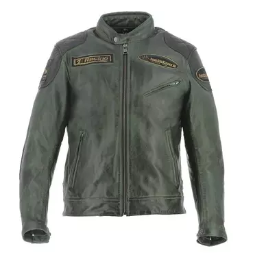 Helstons Trevor Rag Leather мотокуртка Green Black Зеленый