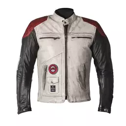 Helstons Tracker Leather мотокуртка White Black Red Белый