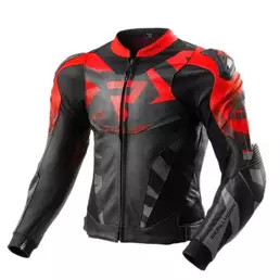 REBELHORN Inferno lederjacke Black / Fluor Red