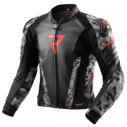 REBELHORN Veloce lederjacke Black / Grey / Fluor Red