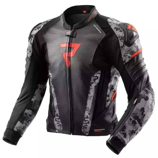 REBELHORN Veloce lederjacke Black / Grey / Fluor Red (размер: 180 - 182 cm/m male)