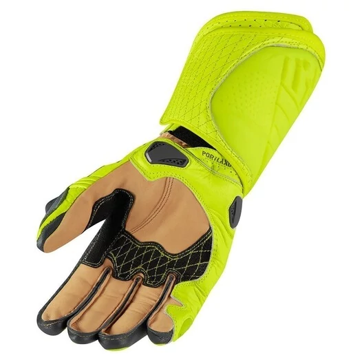 Icon Hypersport GP Hi-Viz мотоперчатки кожаные желтые