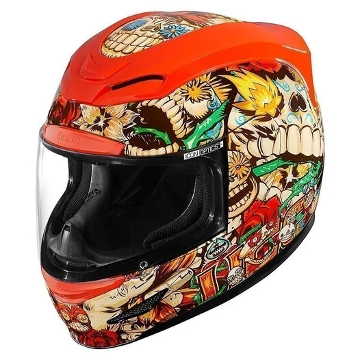 Icon Airmada Dia De Los Muertos красный мотошлем