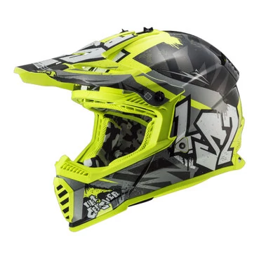 Шлем детский LS2 MX437 FAST II MINI CRUSHER черный желтый