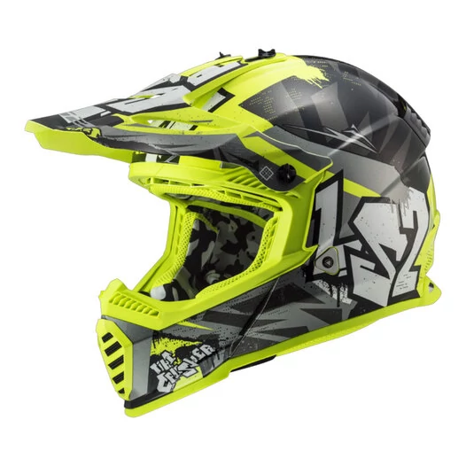 Шлем детский LS2 MX437 FAST II MINI CRUSHER черный желтый