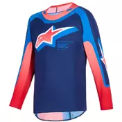 Alpinestars Youth Supertech Vista Kids' Cross Enduro Jersey, Dark Blue, Warm Coral, Cobalt