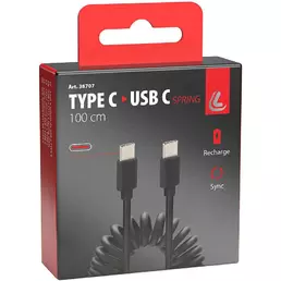 Spiral USB Cable Lamp Type-C to Type-C - 100 cm - Black