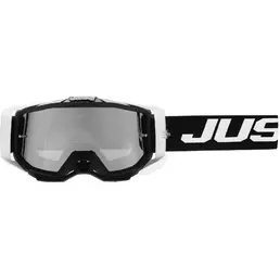 маска Moto Cross Enduro Just1 Iris 2.0 Logo White Black Mirror Lens Sivler