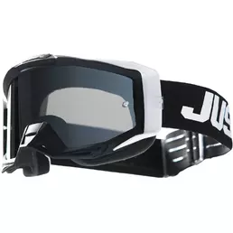 маска Moto Cross Enduro Just1 Iris 2.0 Logo White Black Mirror Lens Sivler