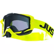 маска Moto Cross Enduro Just1 Iris 2.0 Yellow Fluo Black Logo Silver Mirror Lens
