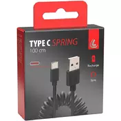 Spiral USB Cable Lamp USB > Type C - 100 cm - Black