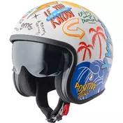 GMS Ride & Surf White Yellow Blue Jet Motorcycle Мотошлем with Summer Vibes