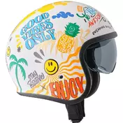 GMS Ride & Surf White Yellow Blue Jet Motorcycle Мотошлем with Summer Vibes
