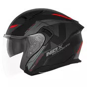 Nox N130 Klint Double визор Jet Motorcycle Мотошлем, Matte Black, Red