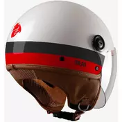 Tucano Urbano EL'JETTIN 6.0 AC MILAN Devil Pearl White Demi-Jet Motorcycle Мотошлем