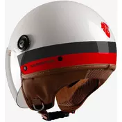 Tucano Urbano EL'JETTIN 6.0 AC MILAN Devil Pearl White Demi-Jet Motorcycle Мотошлем