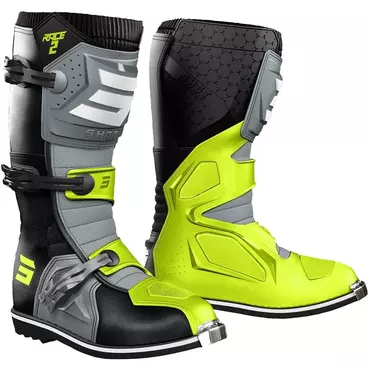 Motocross Enduro мотоботинки Shot RACE 2 Black Grey Yellow Fluo