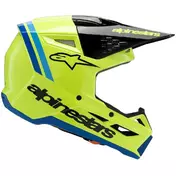 Alpinestars SM3 YOUTH RADIUM Kids Cross Enduro Motorcycle Мотошлем Fluorescent Yellow Black Glossy Blue