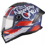 Mt Мотошлемs STINGER 2 KIDS ROCKET C17 Full Face Motorcycle Мотошлем for Kids, Blue, Red, White, Matte