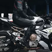 VELOCE Black White Motorcycle Leather мотоштаны
