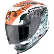 Scorpion EXO-JNR AIR The4elements Full Face Motorcycle Мотошлем Kids White Blue Orange